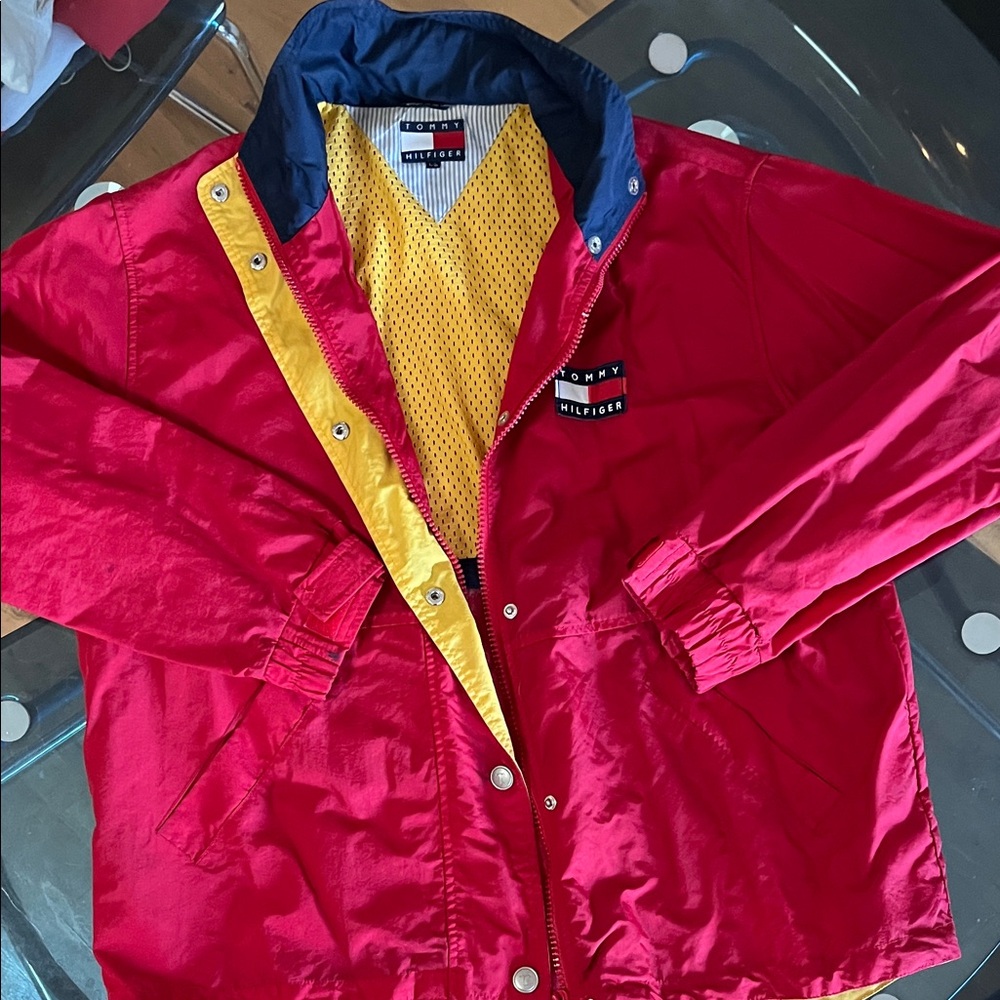Tommy Hilfiger Red and Yellow Raincoat